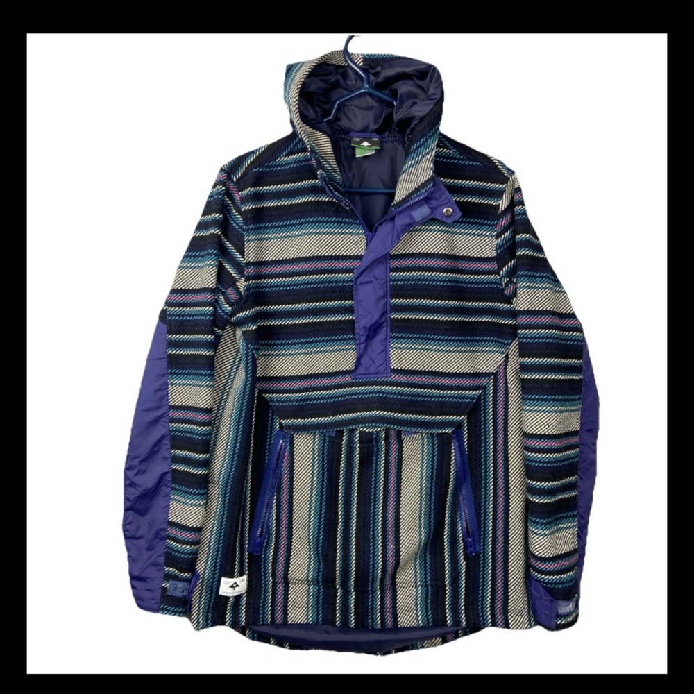 LRG Lifted Research Group Lined Baja Hoodie Pullover Jacket Drug Rug Mens Medium